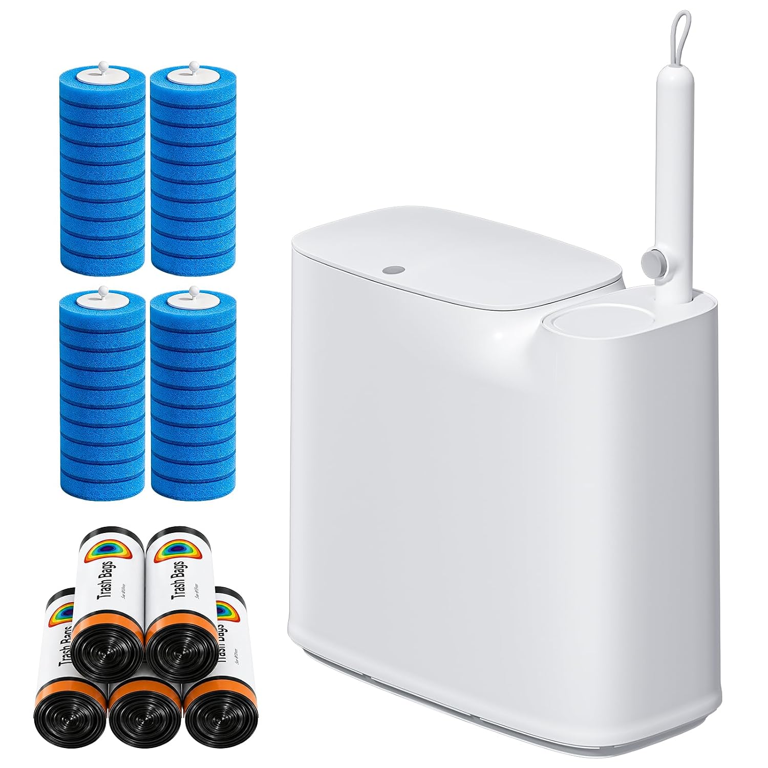 Detalle de Bathroom Trash Can and Disposable Toilet Brush Set, 3-Gallon