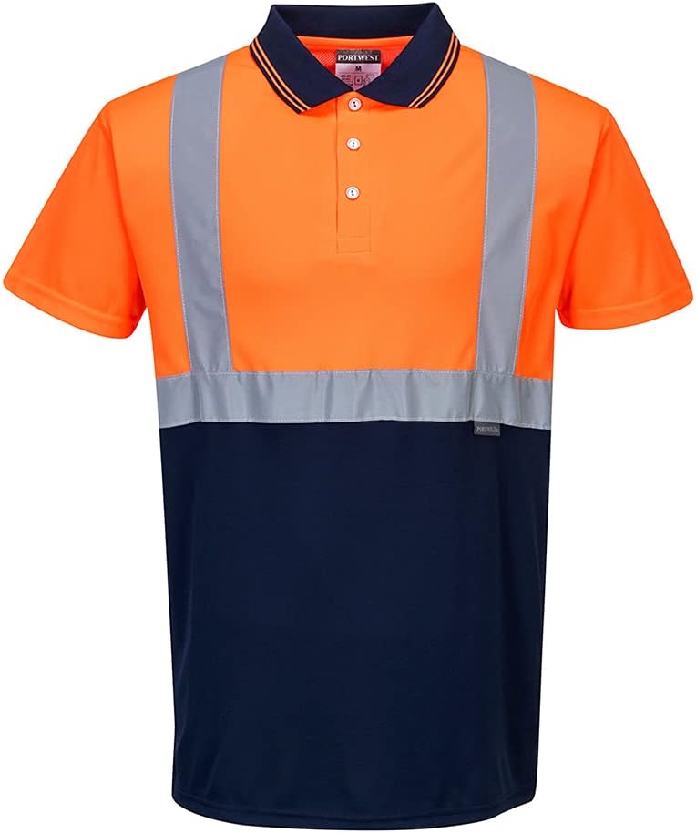 Portwest S479ONRM polo con maniche corte alta visibilità arancione/navy (taglia M)