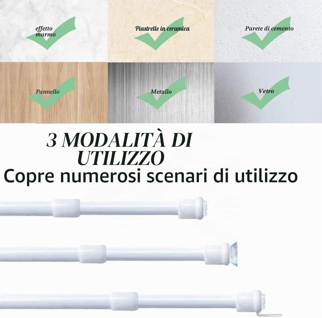 Thumbnail 1 de 2 unità aste per tende a pressione estendibile 30–45 cm, fissaggio senza foratura