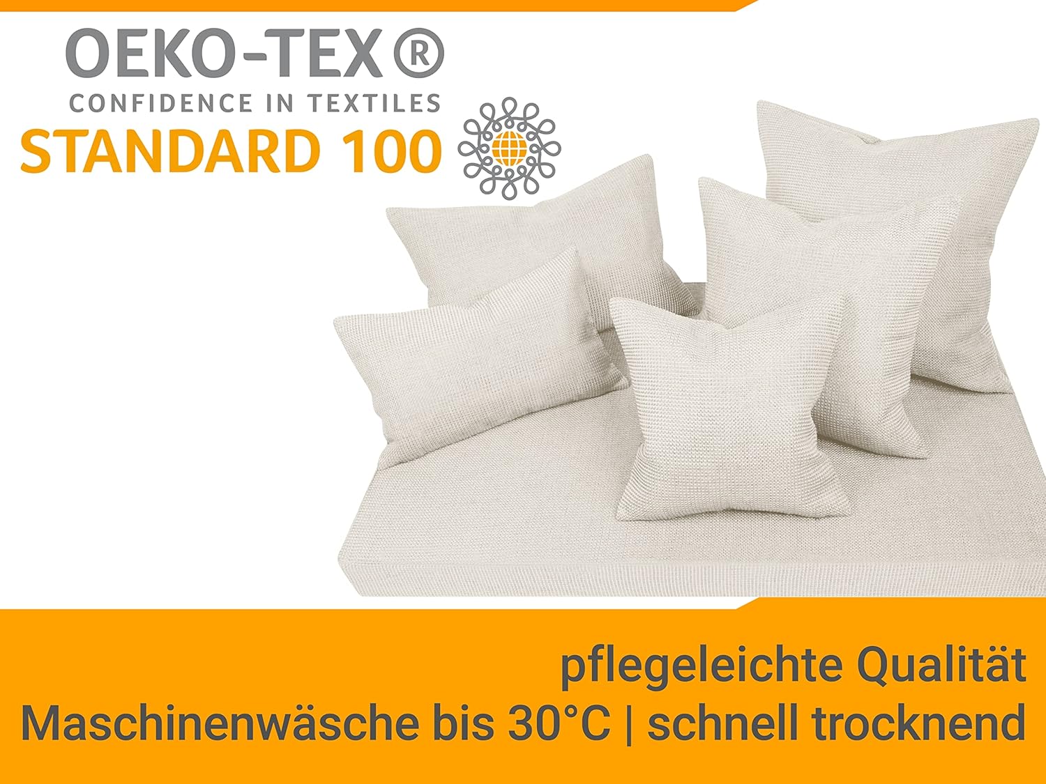 Detalle 2 de Npluseins Lot de 2 Housses de Coussin 50x50 crème méliert — Motif texturé et aspect tapisserie