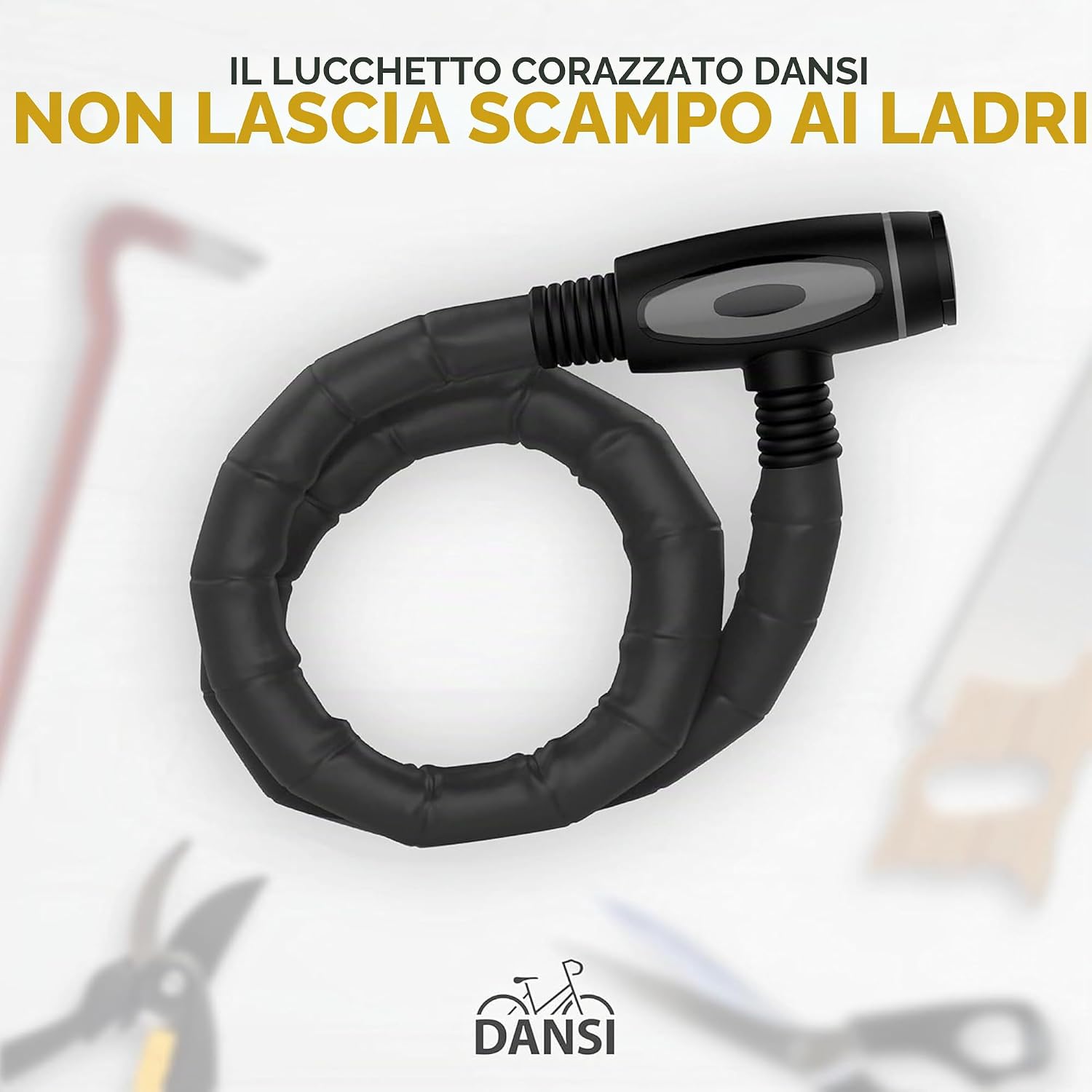 Detalle 2 de DANSI Lucchetto blindato per biciclette con combinazione numerica – 18x850 mm