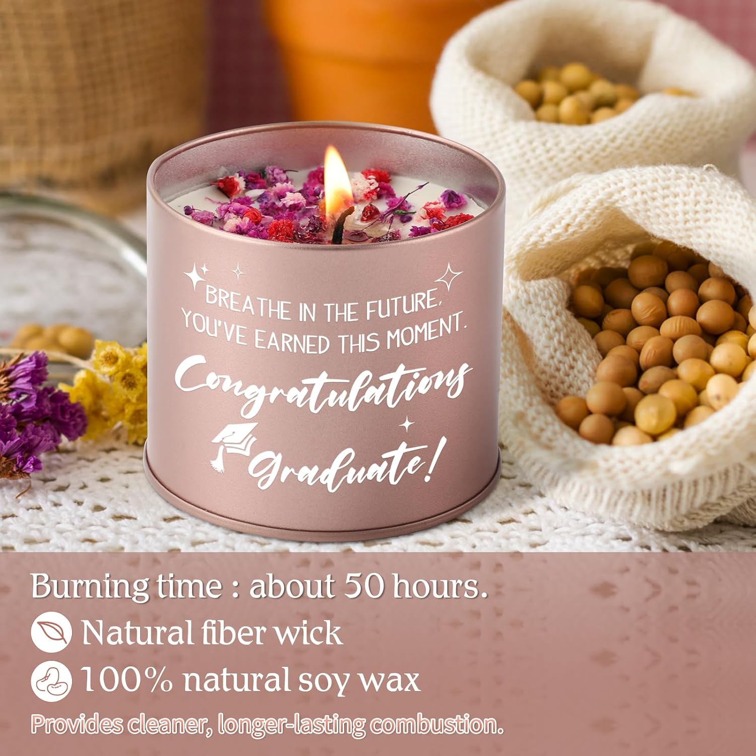 Detalle 2 de PRSTENLY Graduation Gifts for Her 2026: Happy Graduation Scented Candle (9oz)