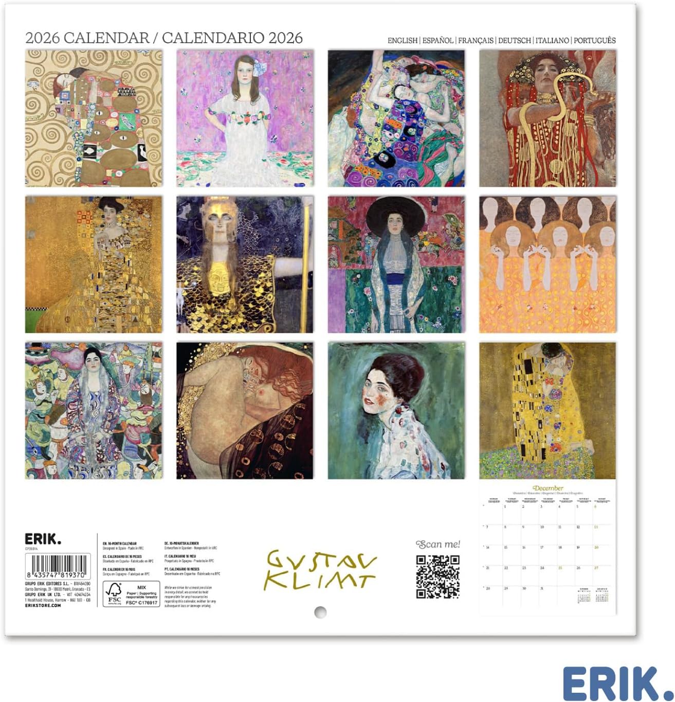 Detalle 2 de Grupo Erik Calendario 2026 30x30cm 📅