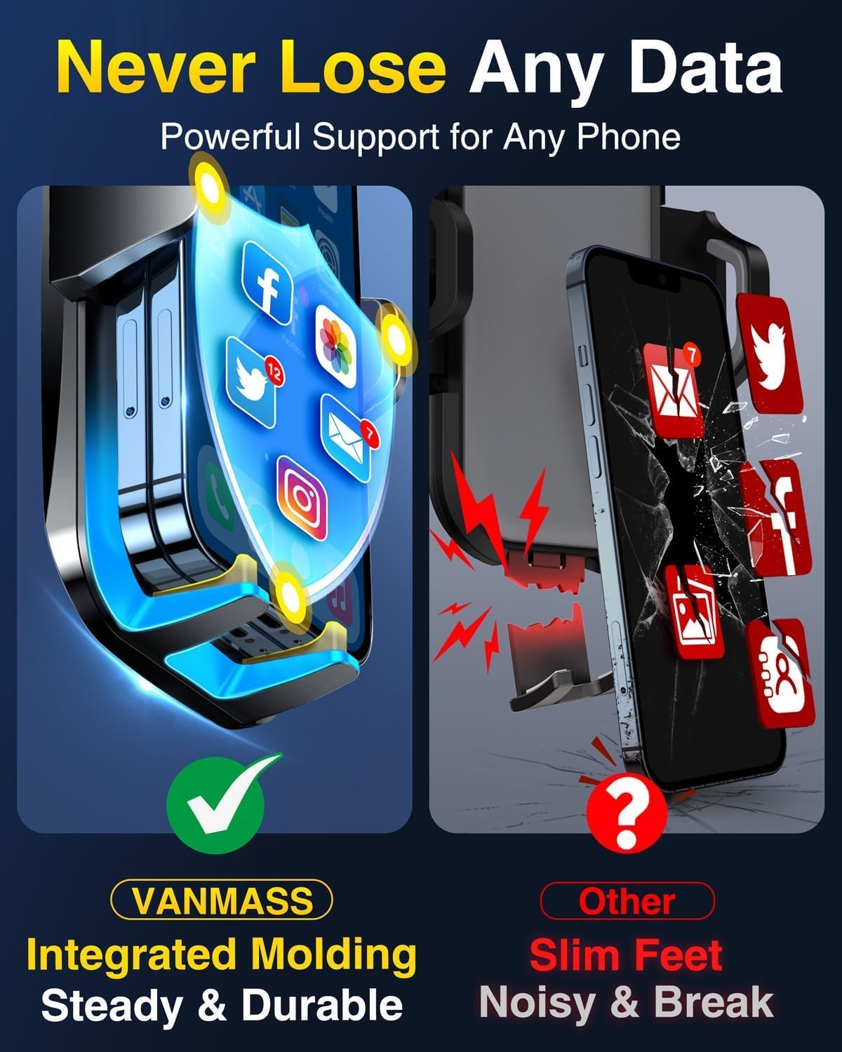 Thumbnail 4 de VANMASS 85+ lbs suction car phone mount