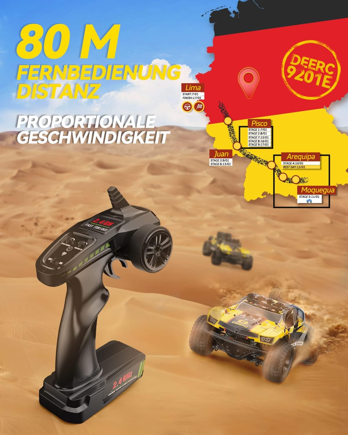 Thumbnail 6 de DEERC 9201E Ferngesteuertes Auto 1:10
