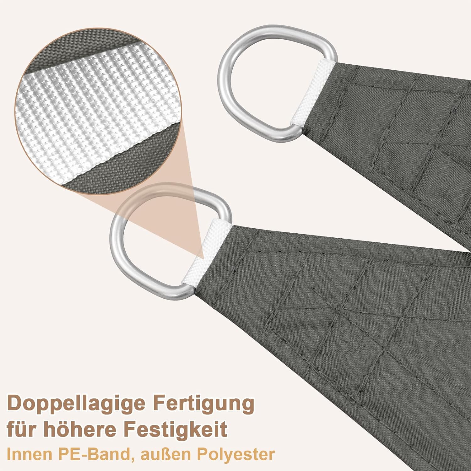 Detalle 2 de WOLTU PES Sonnensegel 300D Oxfordgewebe – wetterfest, UV-beständig und einfach zu montieren