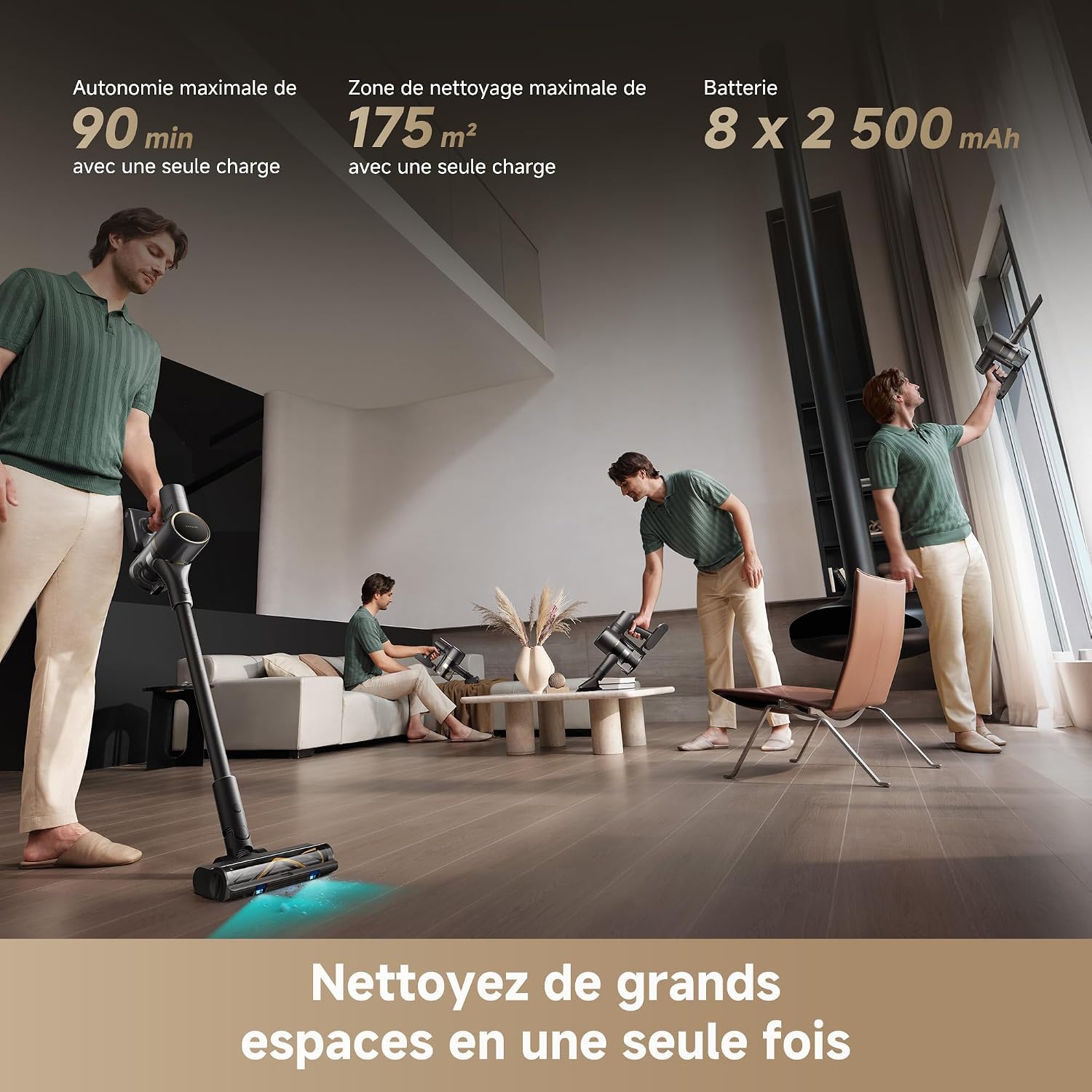 Detalle de Dreame R20 SE-A VZV23A draadloze steelstofzuiger, 150 AW en ledverlichting