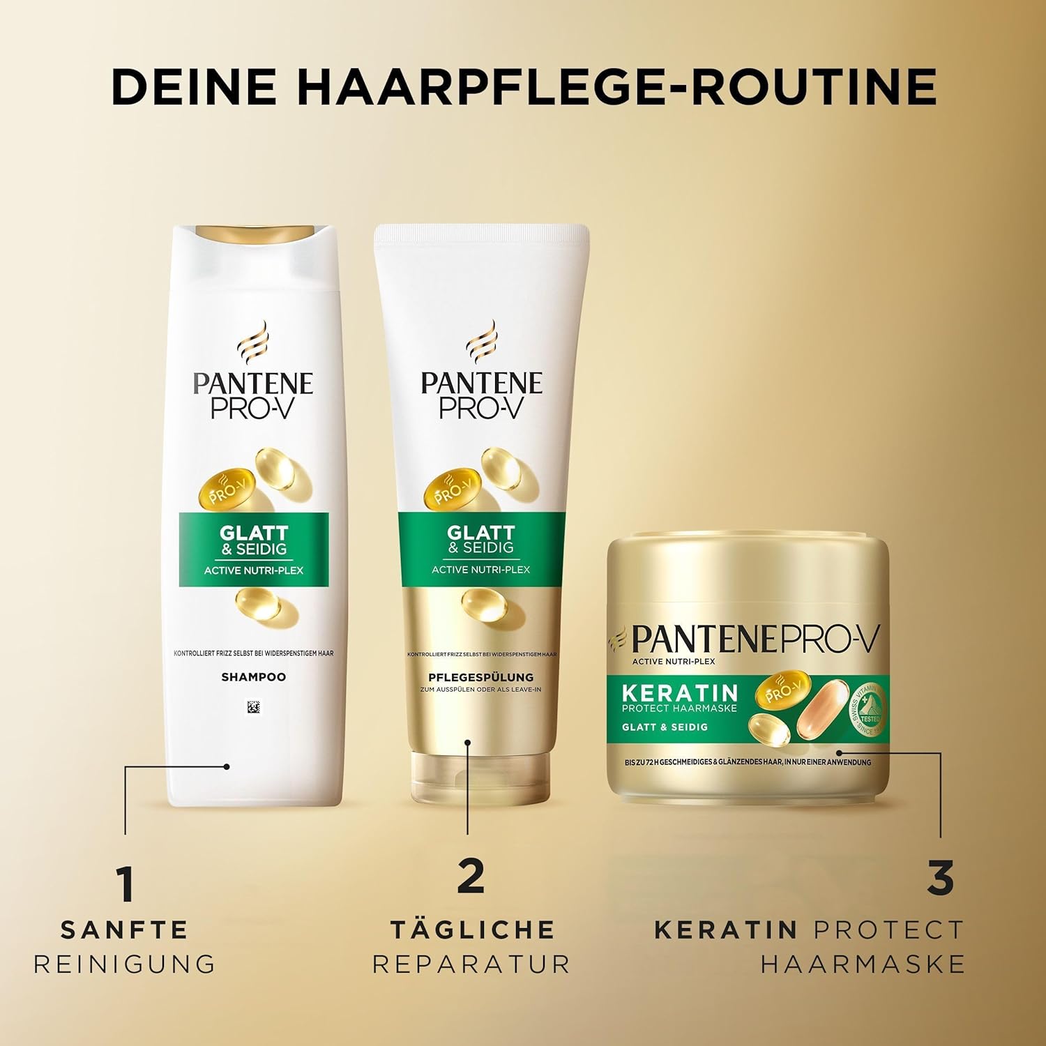 Thumbnail 5 de Pantene Pro-V Glatt & Seidig Shampoo 1000ml – Pumpspender, silikonfrei, mit Active Nutri-Plex-Technologie