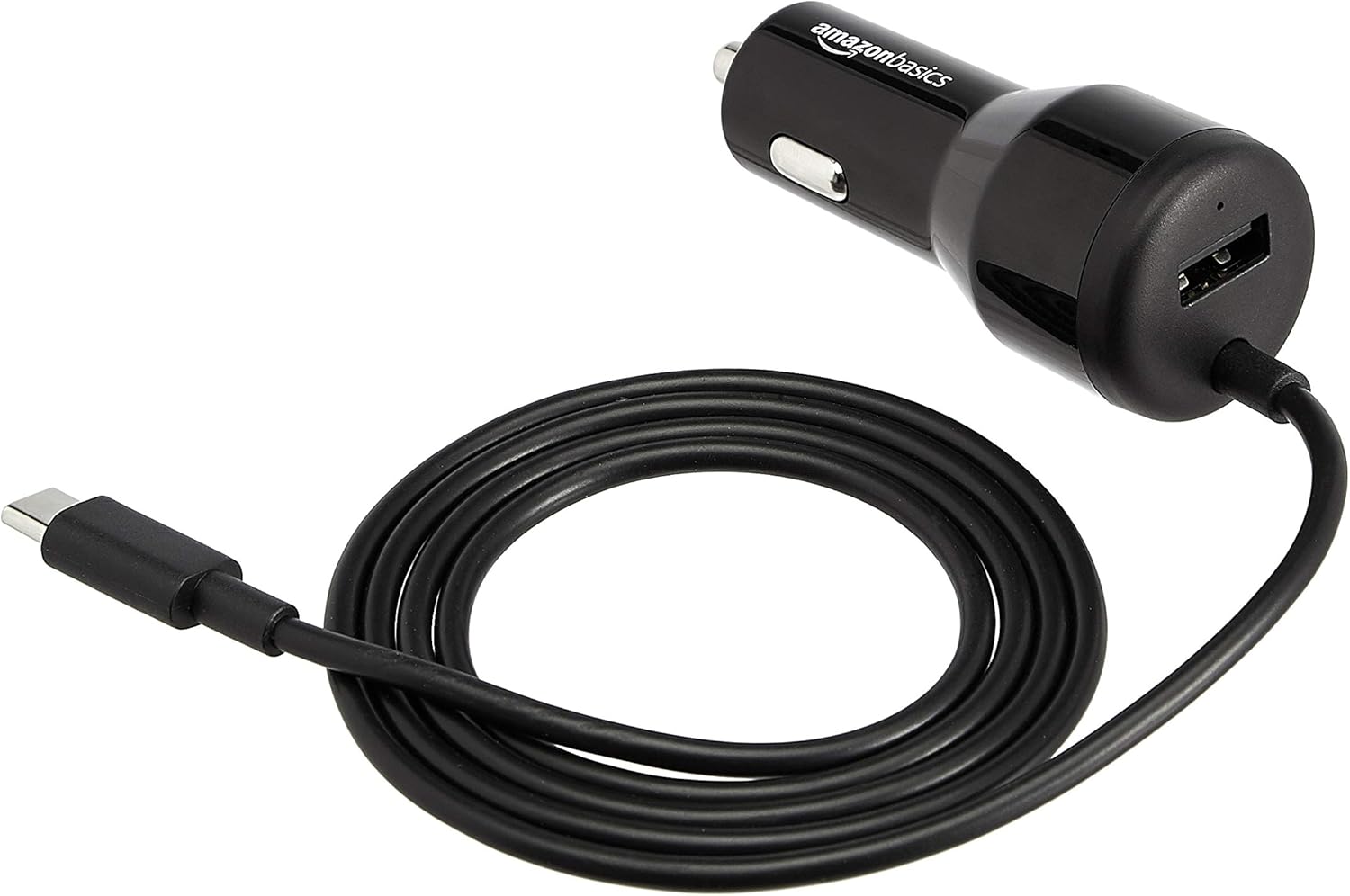 Detalle de Amazon Basics USB-C (18W) with Power Delivery and USB-A (12W) Car Charger with Cable