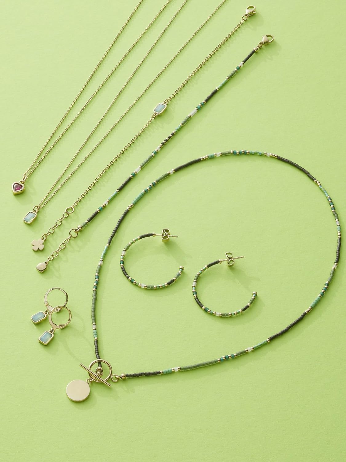 Detalle de JEWELS BY LEONARDO Ohrhänger Ciao Sofia – 1 Paar, goldfarbene Edelstahl-Ohrringe mit mintgrünem Glaskristall
