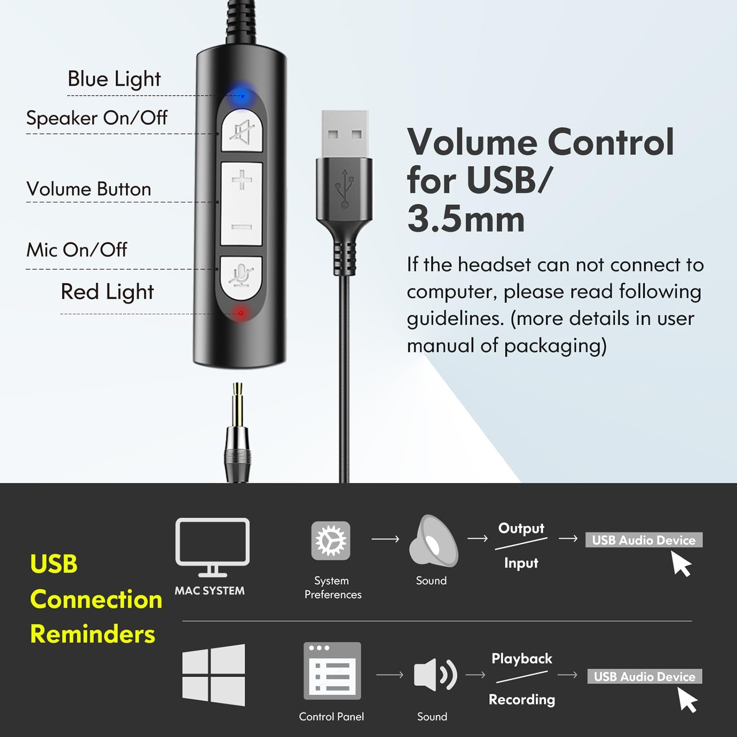 Thumbnail 6 de Earbay USB Headset With Microphone 40mm