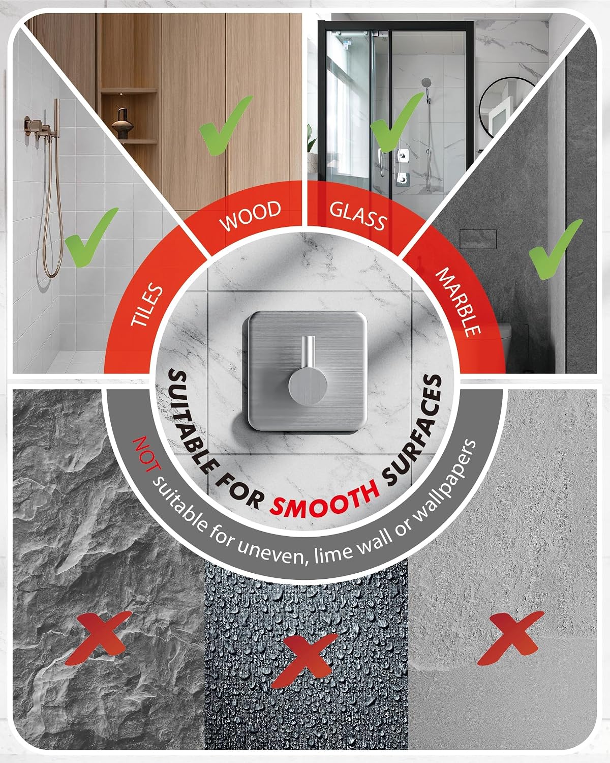 Thumbnail 6 de Auxmir 5 Pack Self Adhesive Hooks 10kg 🪝