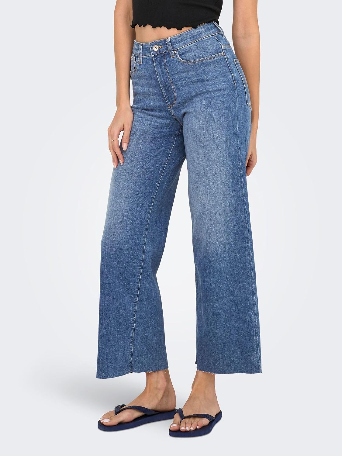Detalle de ONLY Women's Onlann-Madison Hw Crop Wide Leg Jeans (DNM Soo618Noos)