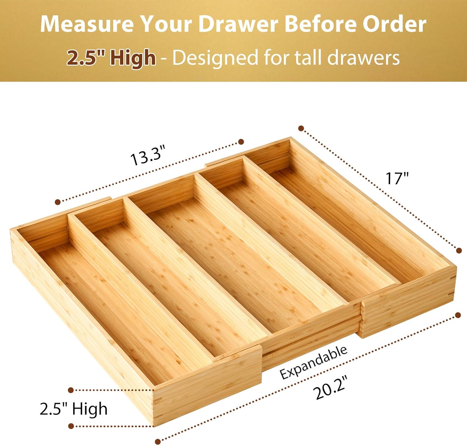 Thumbnail 1 de UMILIFE Expandable Kitchen Drawer Organizer, 2.5-Inch