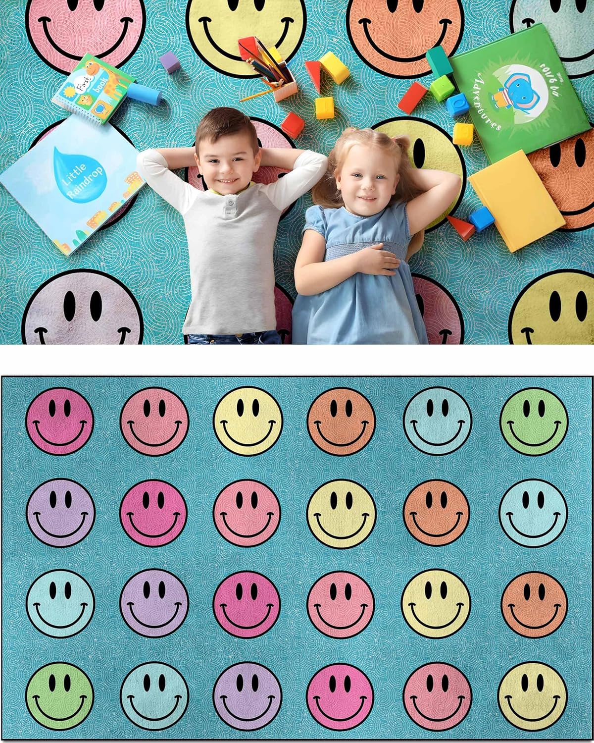 Thumbnail 5 de OLEEK Large Classroom Rug 8x10 - Washable, Durable Elementary Classroom Carpet