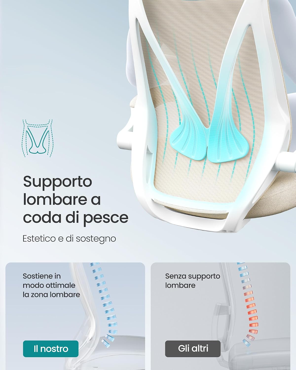 Detalle 2 de SONGMICS Sedia da Ufficio OBN088K01 Ergonomica