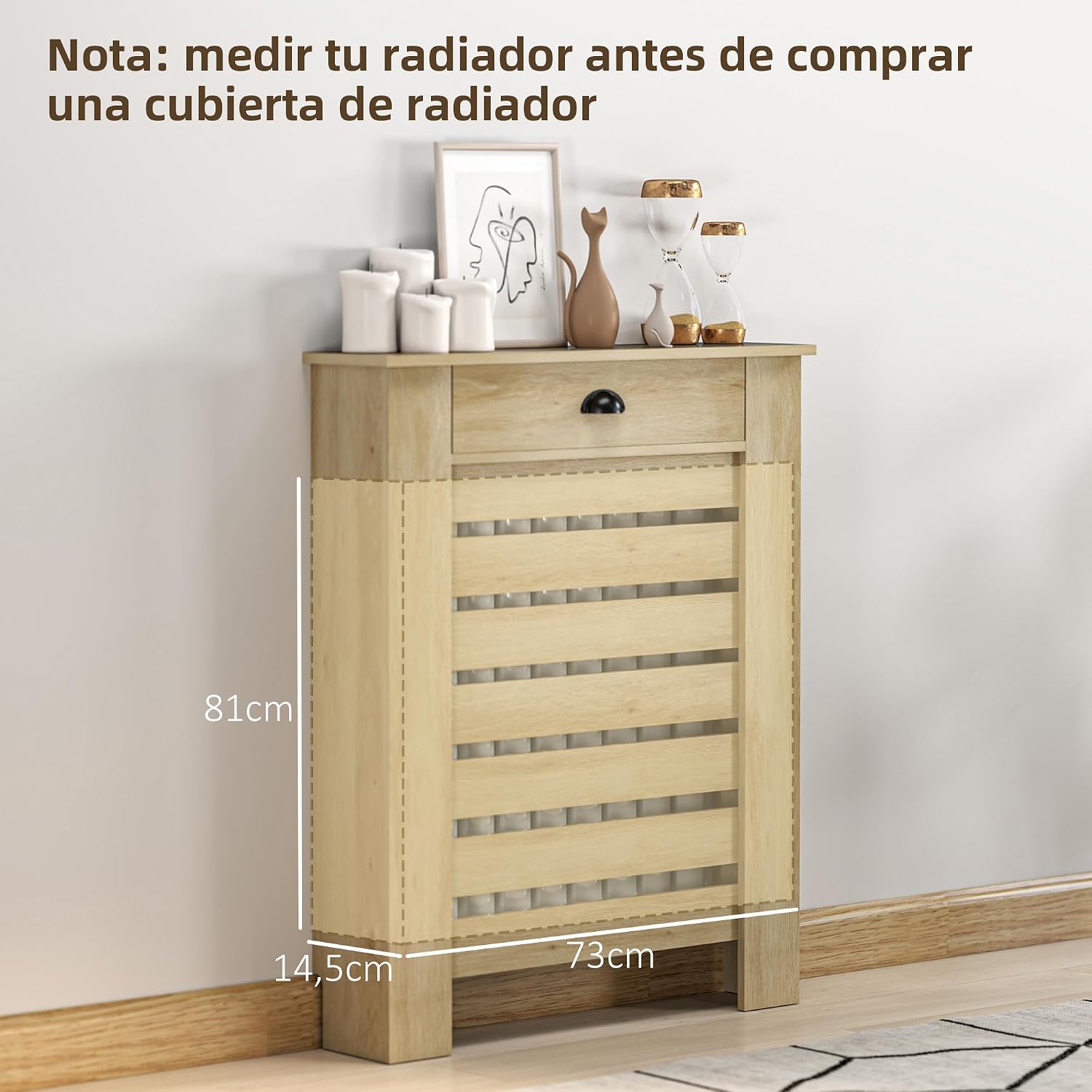 Thumbnail 1 de HOMCOM Cubre Radiadores con Cajón 78x19x95,5 cm