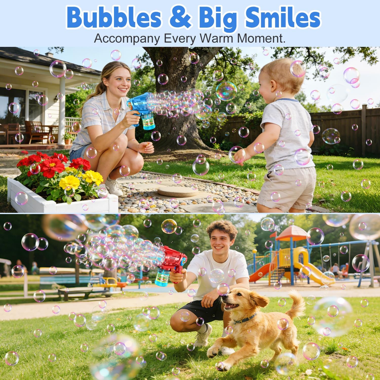 Thumbnail 3 de Bubble Gun Machine for Kids & Toddlers: 2-Pack Bubble Blaster Guns with LED Lights and Bubble Solution Refill