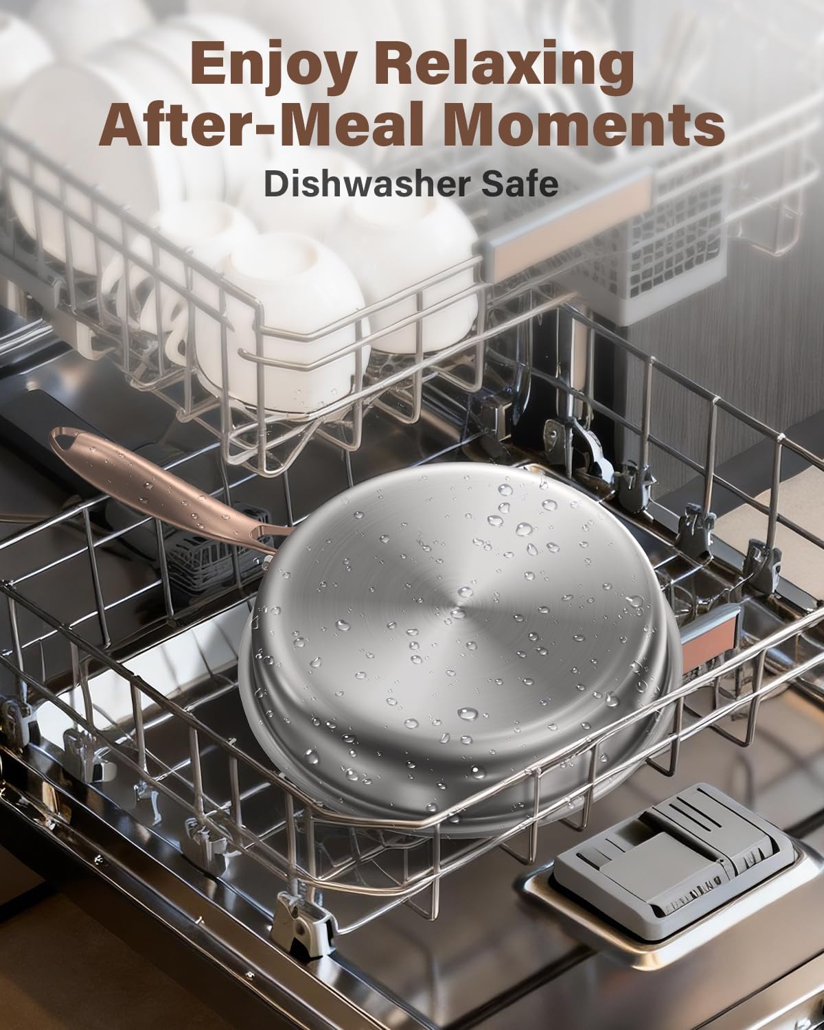 Thumbnail 5 de Akaice Titanium Frying Pan 26cm — 5 Ply, Non‑Coating, Ergonomic Rose Gold Handle