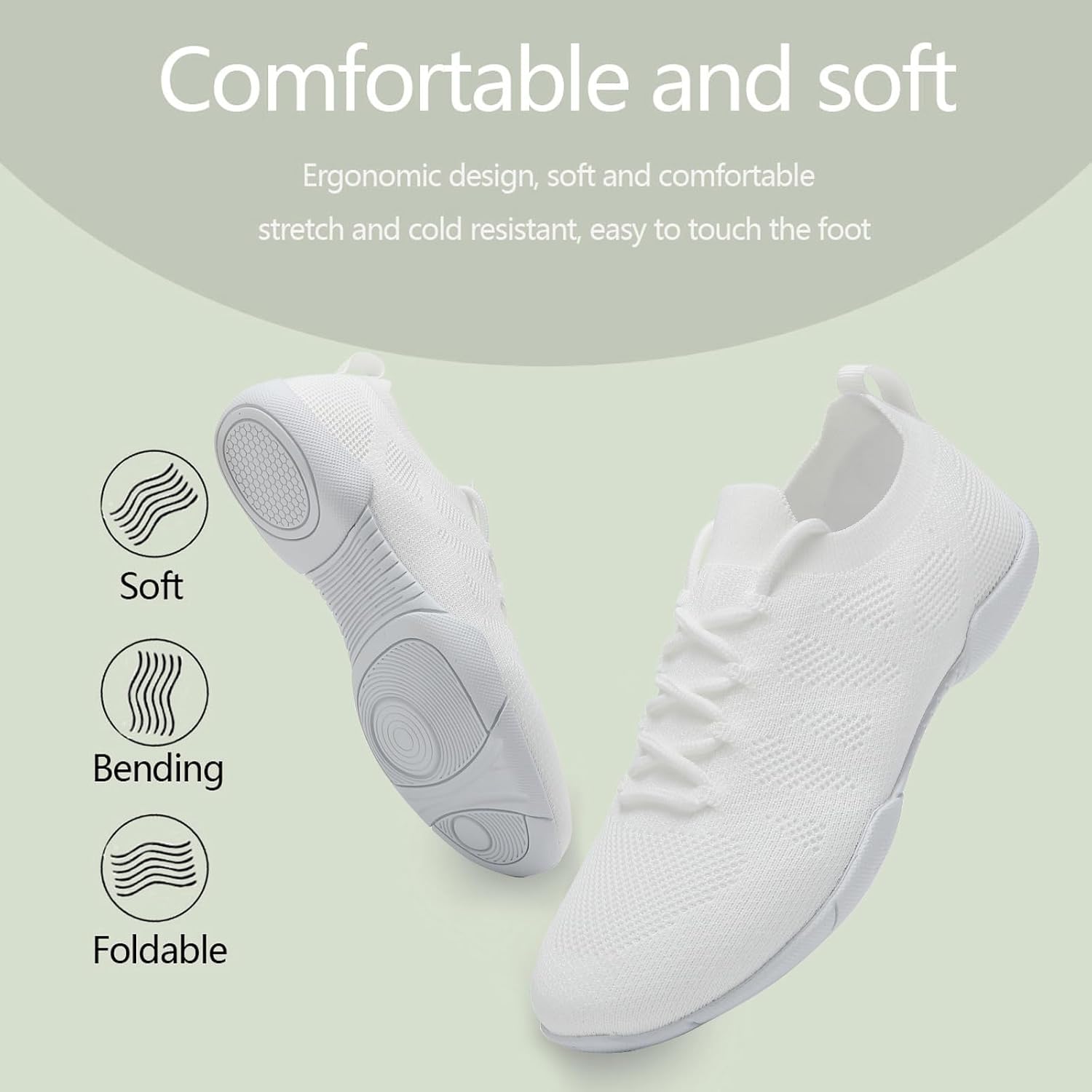 Detalle 2 de Leichte Cheerleader-Schuh für Mädchen/Kinder: KVWQOTY Tanzsneaker im Mesh-Design