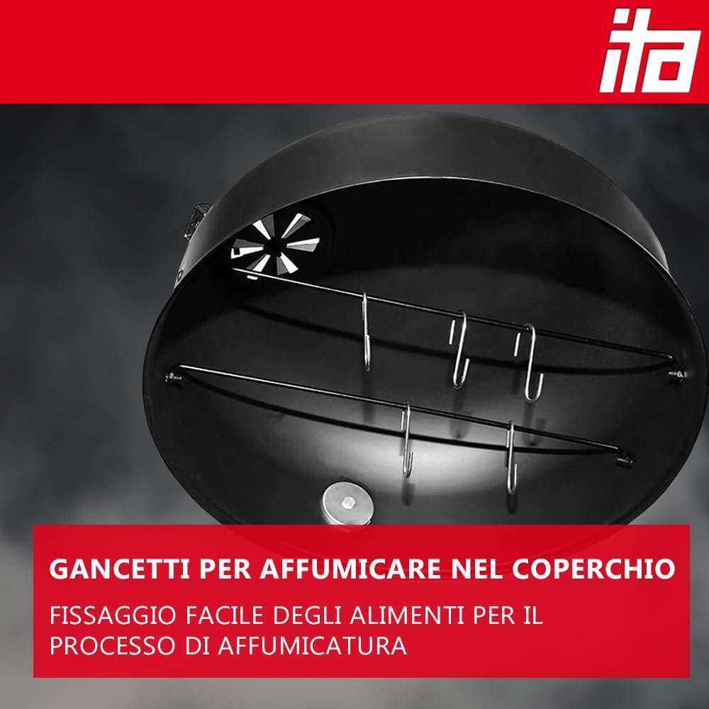Thumbnail 3 de ITA Griglia Multifunzione 3 in 1: grigliare, affumicare e cuocere con termometro e regolazione aria