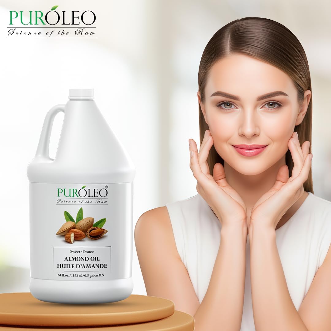 Detalle de PURÓLEO Sweet Almond Oil, 1900 mL for Skin, Hair and Massage