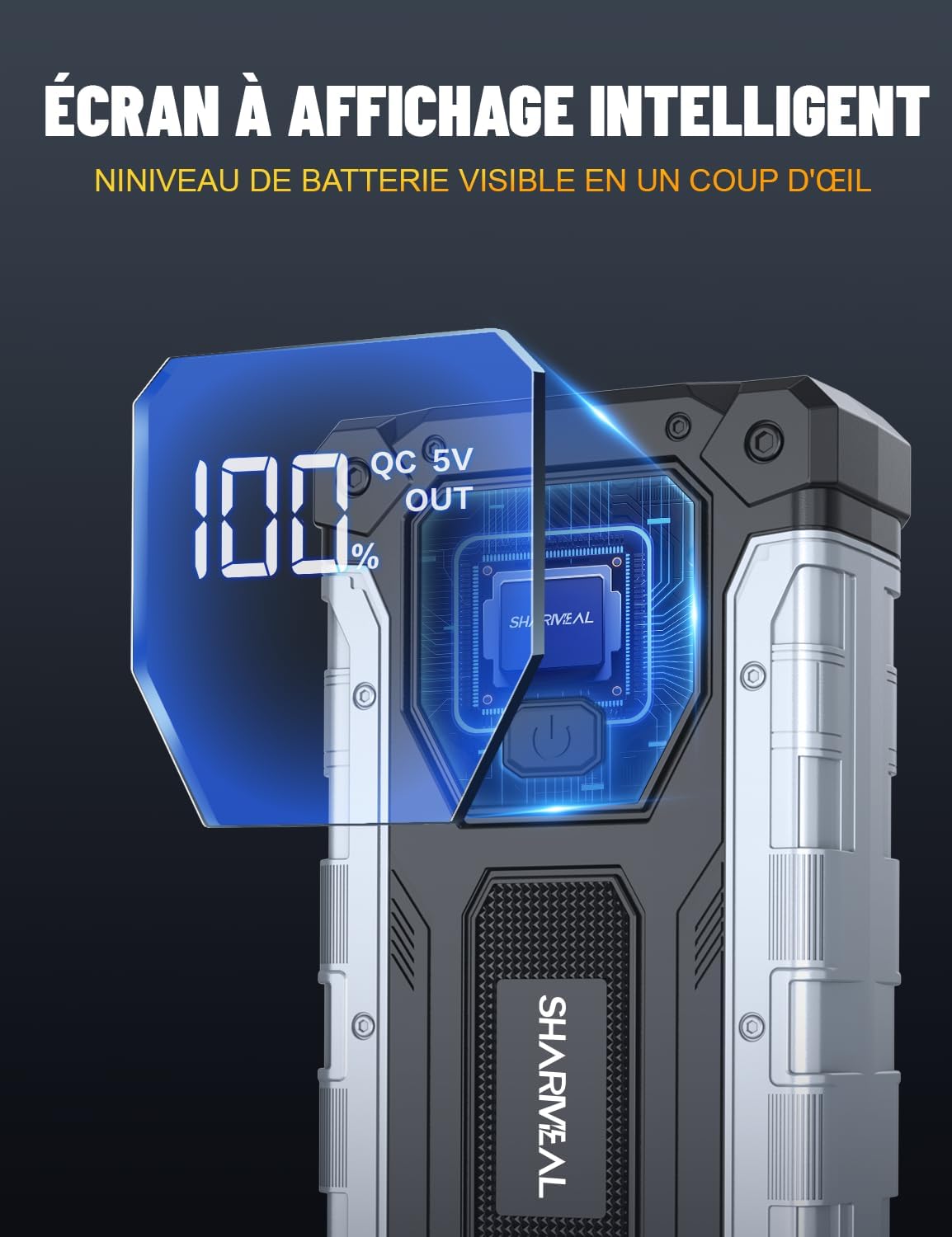 Detalle de Sharmeal Booster Batterie Voiture 8000A et Démarreur Portable – Puissance et polyvalence en une seule unité