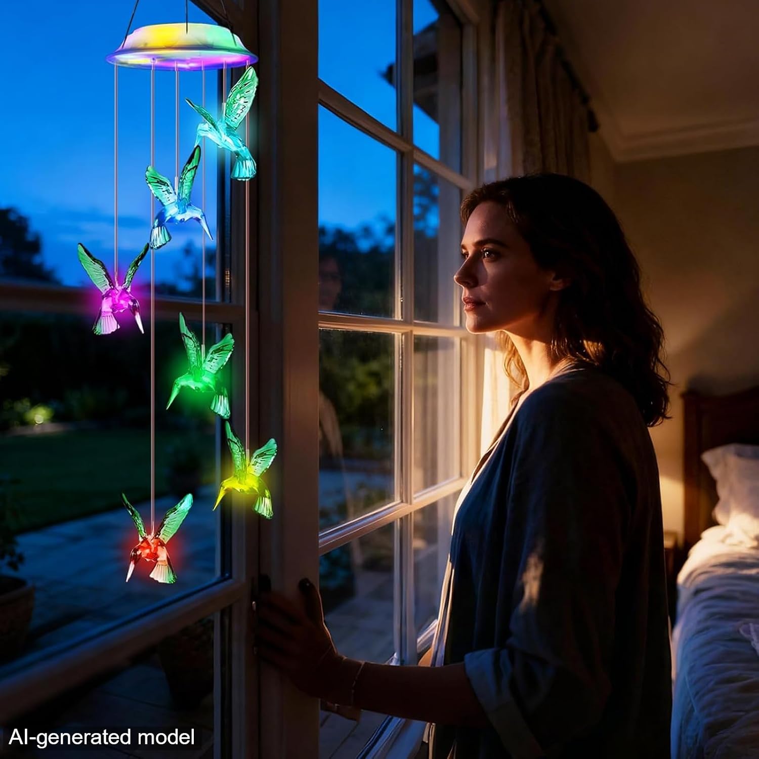Detalle de Fohil Solar wind chime with 12 LEDs