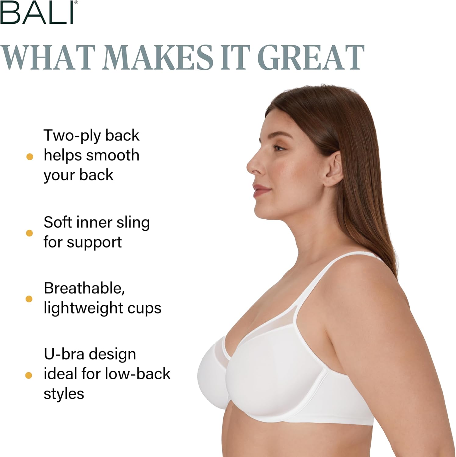 Detalle de Bali Women’s Seamless Underwire T-Shirt Bra (Ultra Light) with Convertible Straps