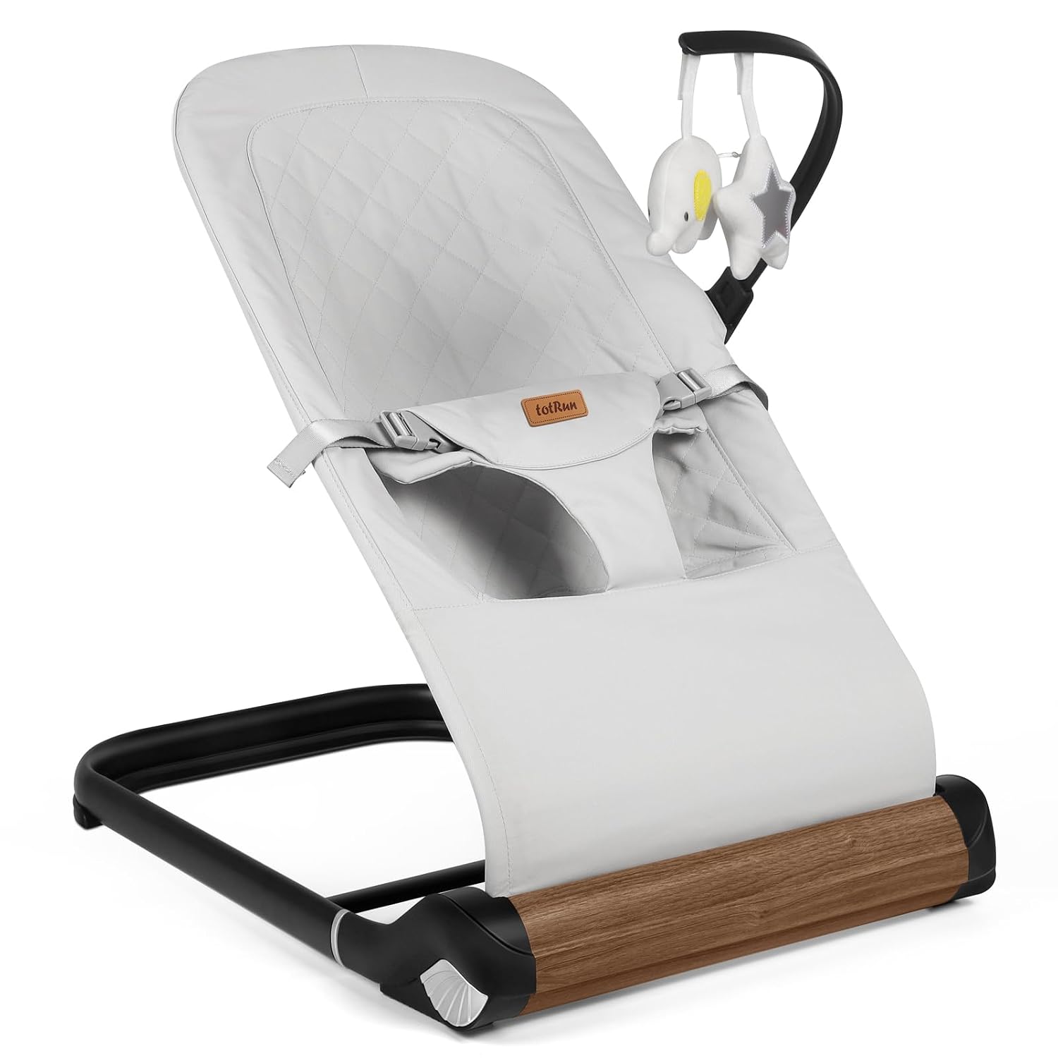 Detalle de TotRun Baby Bouncer Chair, Light Grey with Adjustable Recline and Harness