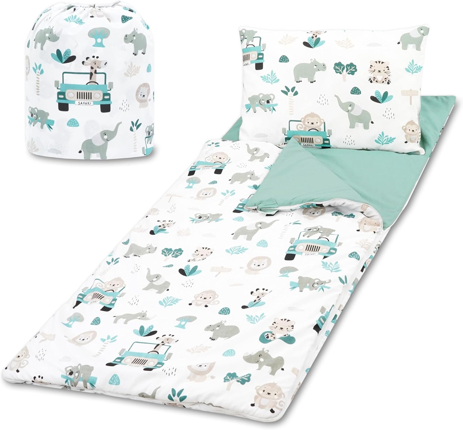 Totsy Baby Kinderschlafsack mit Kissen und Reißverschluss (3–7 Jahre) – 75 x 140 cm, Salbeifarbe