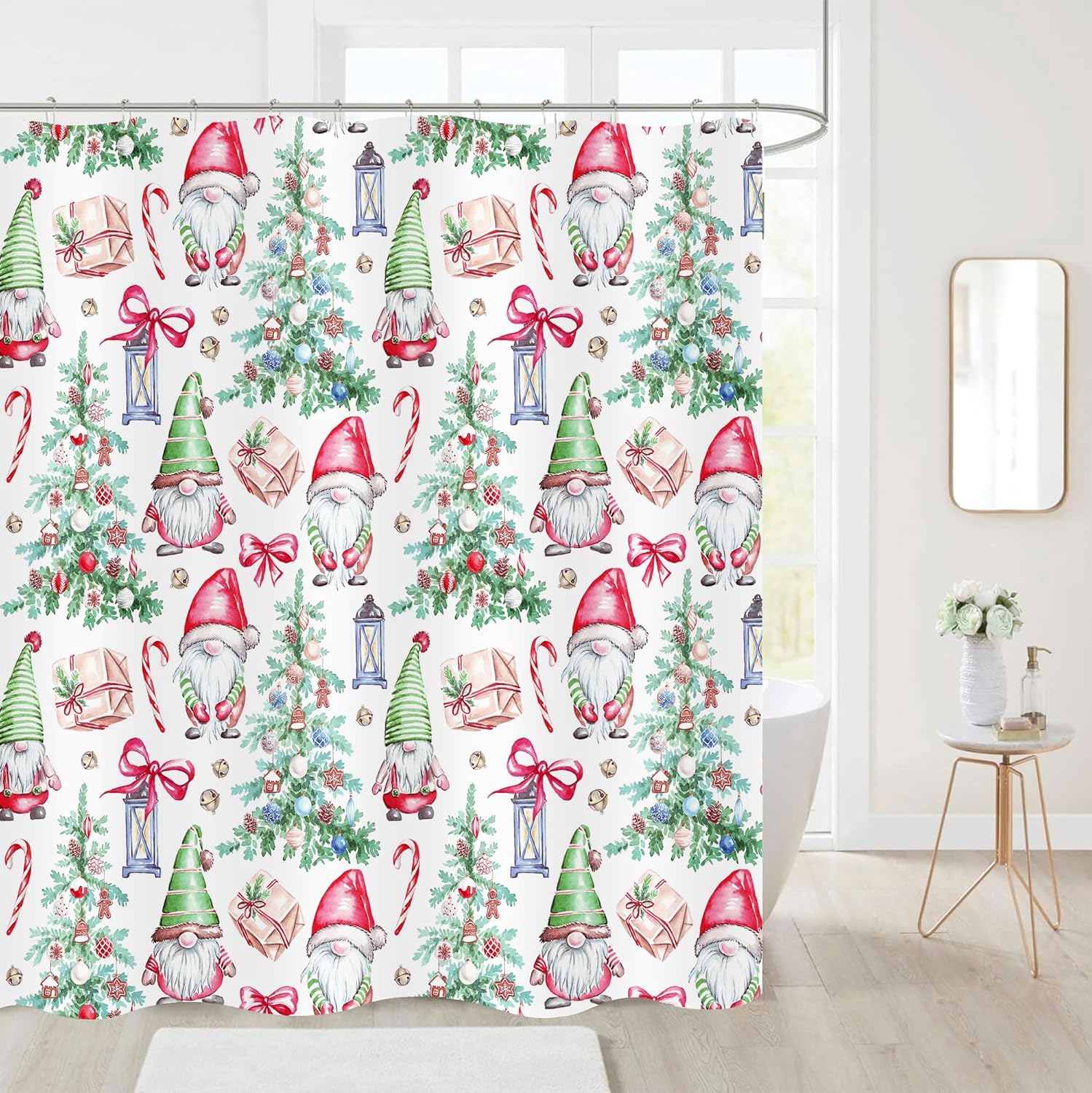 Detalle de M&W DAS DESIGN Duschvorhang Weihnachtlicher Badvorhang 180x200 – anti Schimmel, waschbar, robust
