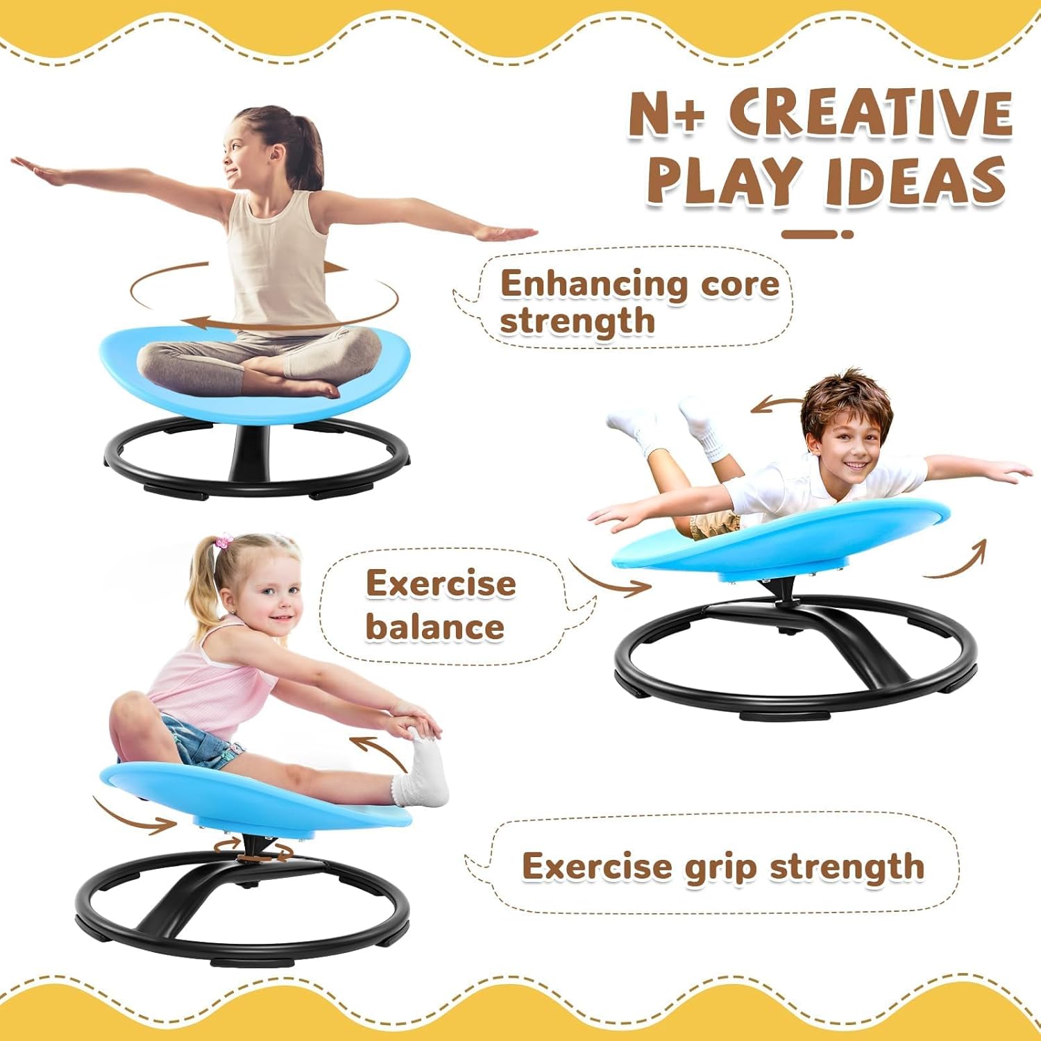 Detalle de Zhenx 360° Spinning Sensory Chair for Autistic Kids (Ages 3–18) — Blue, 220 lb Capacity