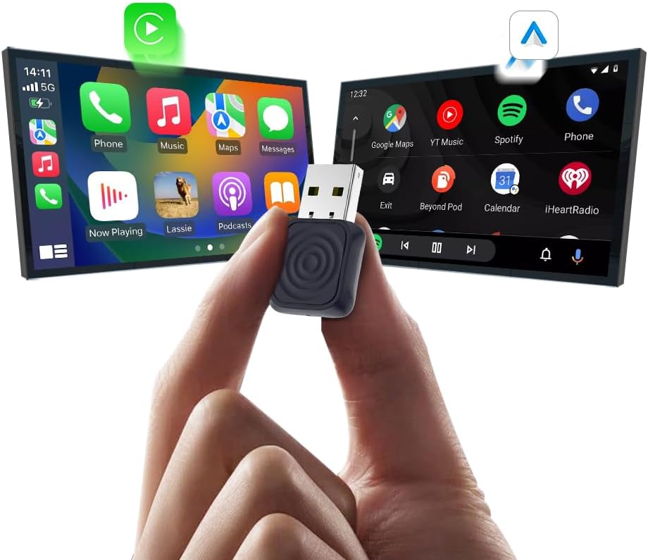 Detalle de Carlinkit MINI-Ultra Adapter: Wireless CarPlay & Android Auto, USB-A/USB-C