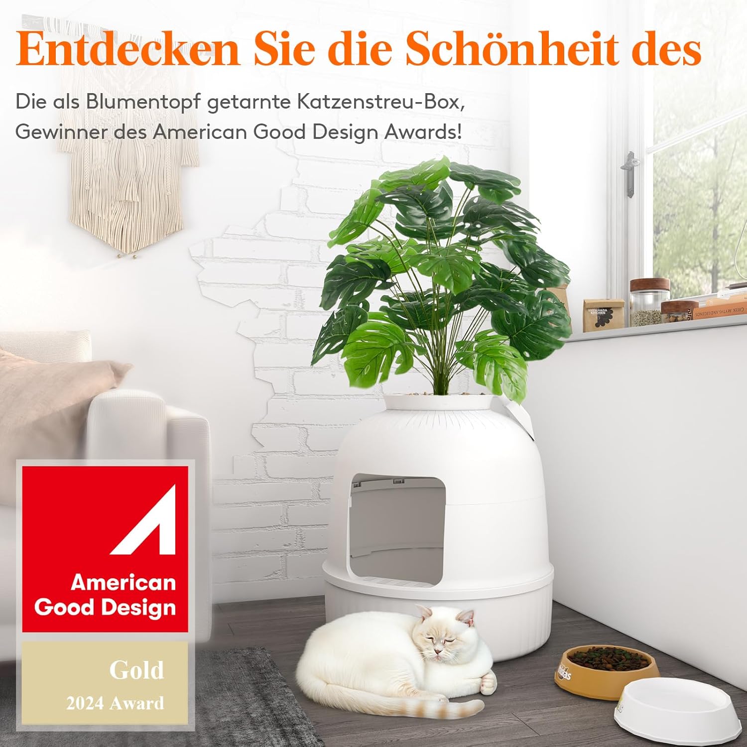 Detalle 2 de Lifewit Katzenklo Blumentopf mit Pflanze & Schaufel - Katzentoilette XXL