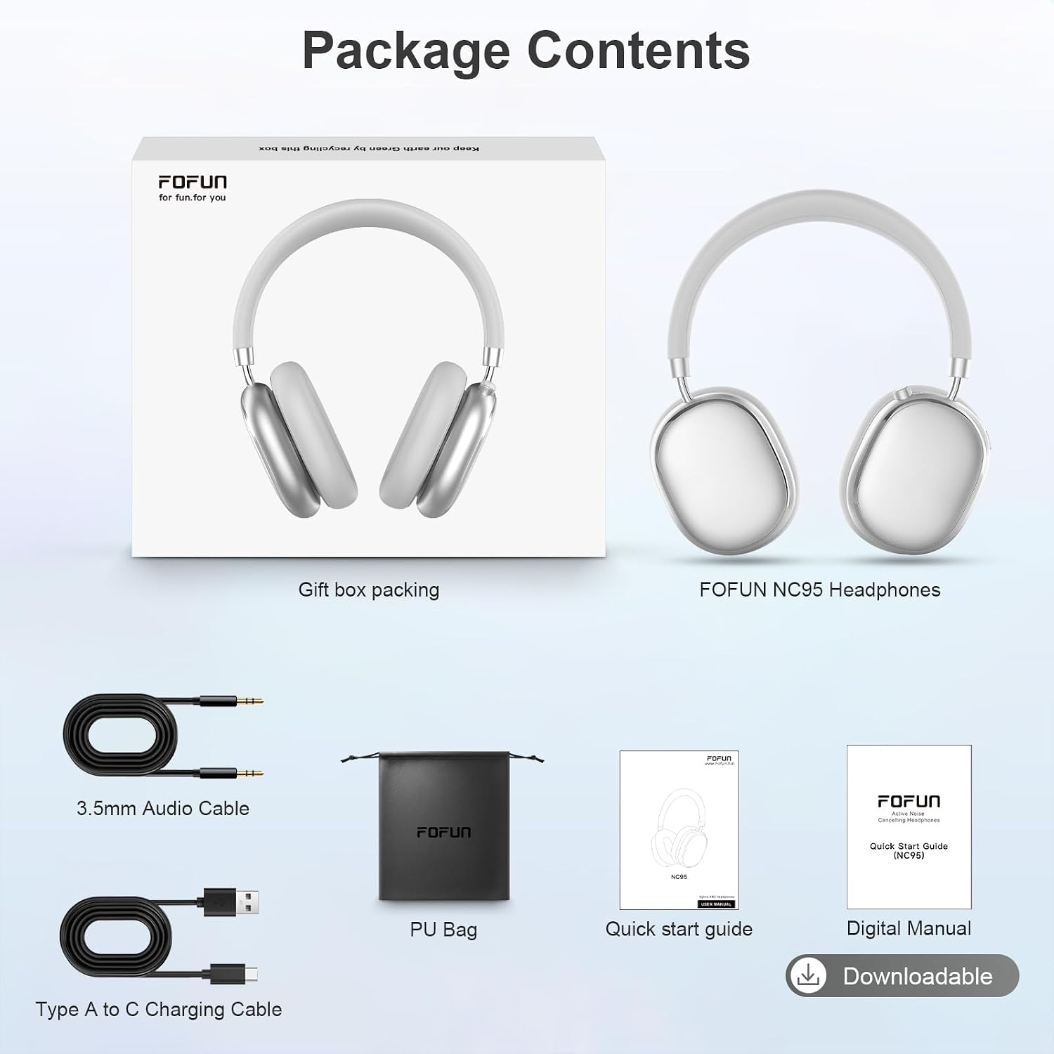 Detalle 2 de FOFUN NC95 Hybrid ANC Headphones with Knob Control