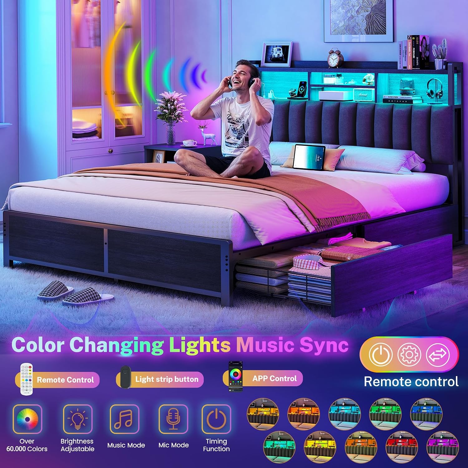 Detalle de TEENFON Queen Bed Frame
