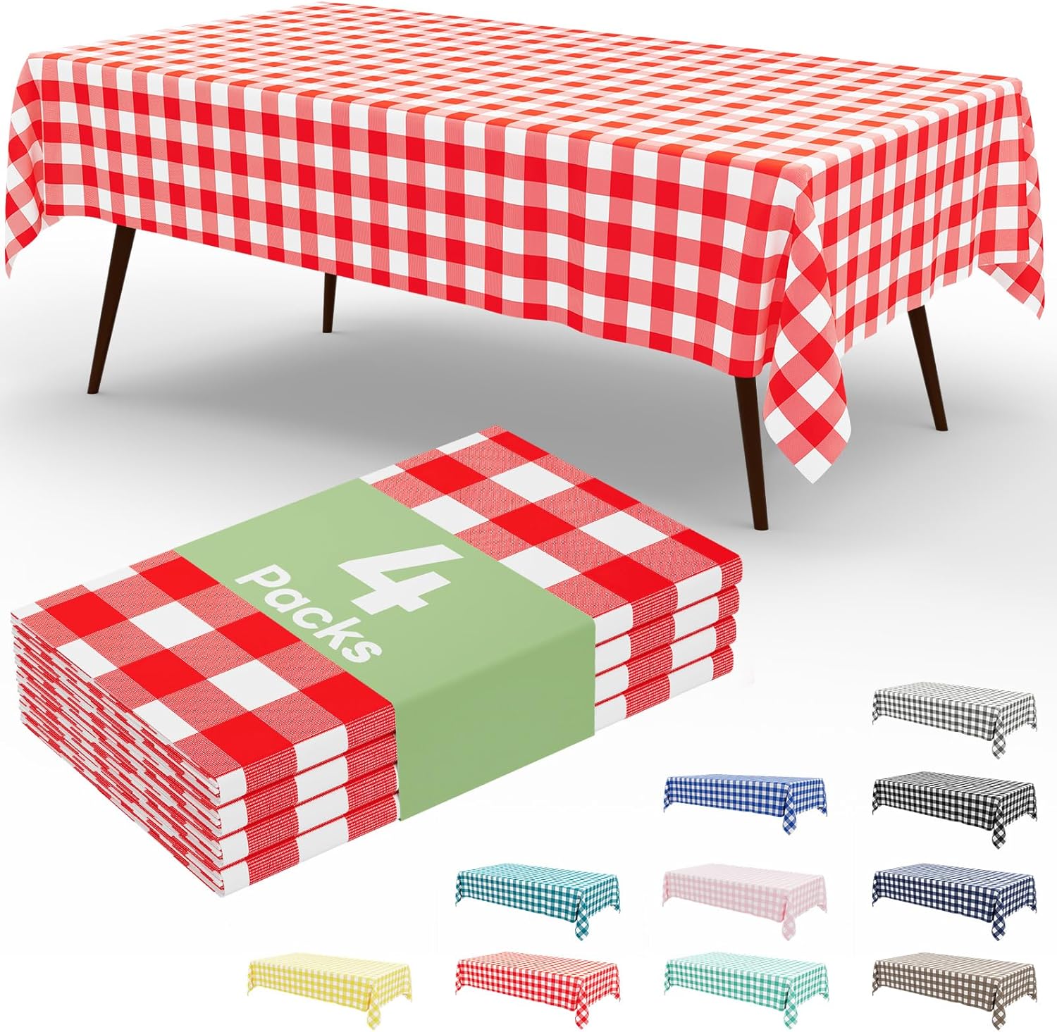 Detalle de misaya 4-Pack Buffalo Disposable Table Cloths (54 x 108 in) Waterproof Plastic Table Covers