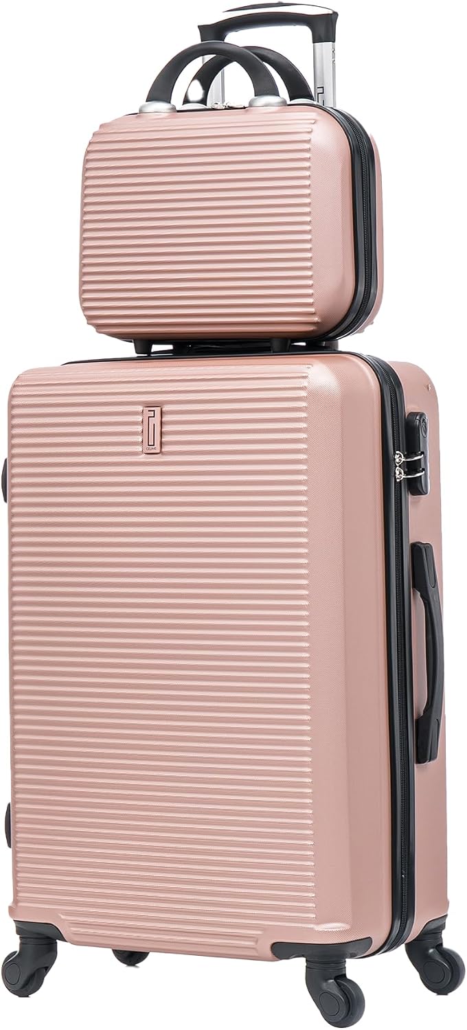 Detalle de CELIMS Set Valigie: Valigia Media 20 kg Rigida Oro Rosa + Beauty Case da Viaggio 35 cm | Trolley 65 cm con 4 Ruote