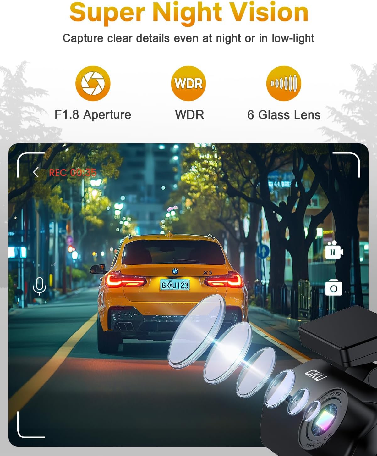 Thumbnail 4 de GKU 4K Dash Cam 2160P with 170° lens