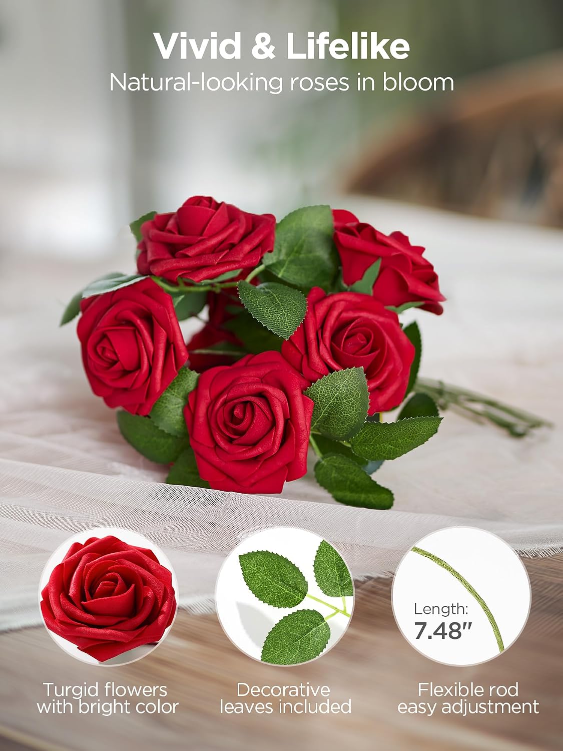 Thumbnail 1 de InnoGear 50-Piece Dark Red Foam Roses for Décor