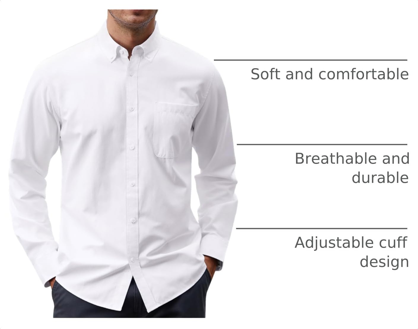Thumbnail 3 de J.VER Men's Oxford Shirt: Solid Casual Button-Down with Pocket