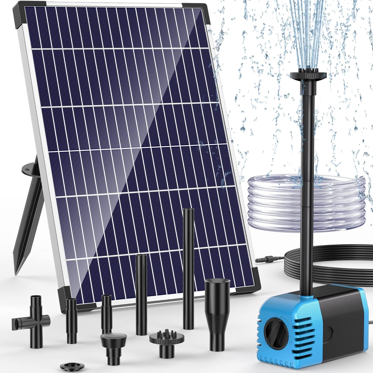 Detalle de POPOSOAP Solar Pond Pump 12W, 600 L/H – Submersible Fountain with Dry-Run Protection