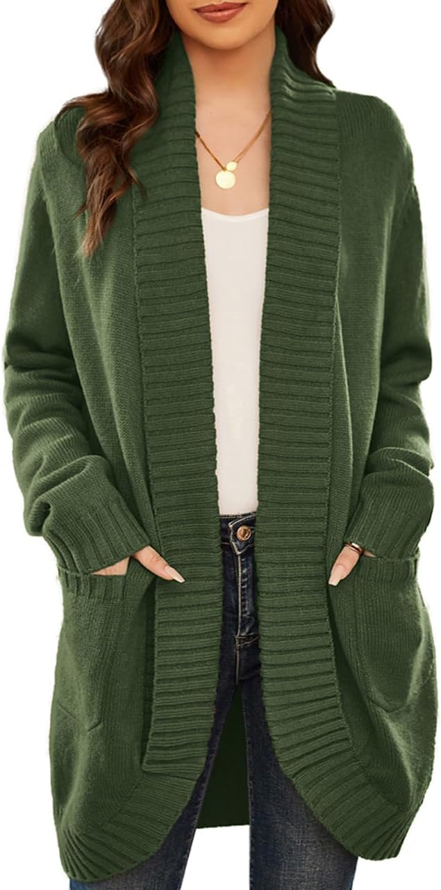 Detalle de GRACE KARIN Women's Knit Cardigan with Curved Hem and Two Pockets