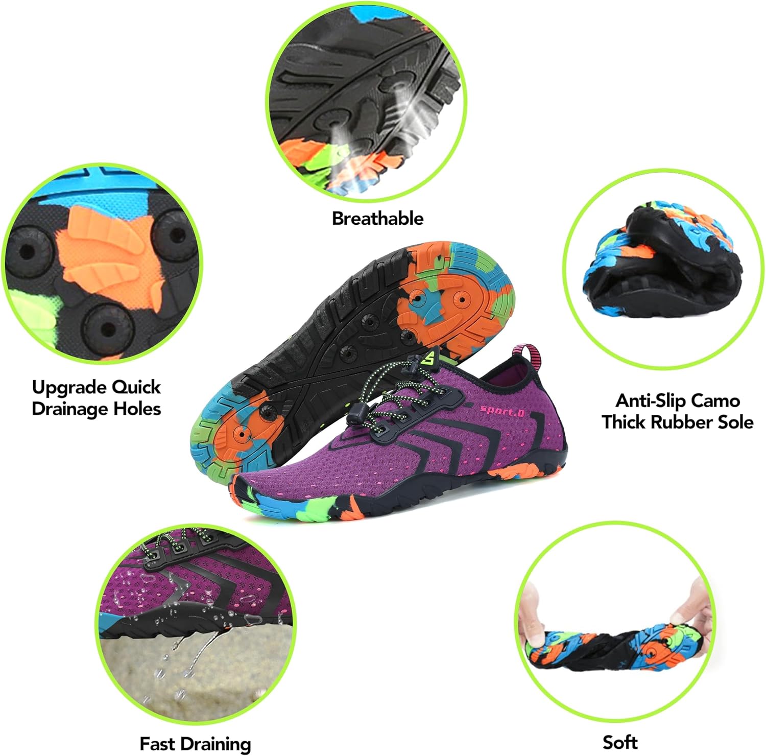 Detalle de SAGUARO Badeschuhe – Aquaschuhe für Damen, Herren und Kinder, Größe 35–48