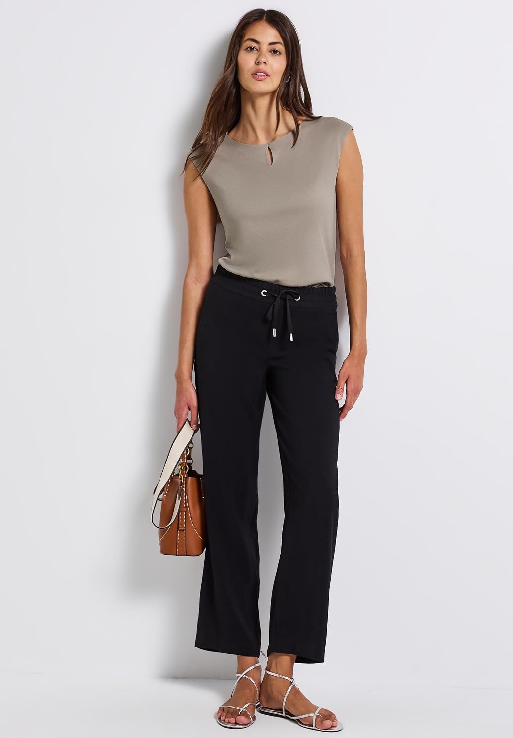 Detalle de Shirt mit Cut-Out – ärmellos, Rundhals, doppellagige Front aus Baumwoll-Modalmix