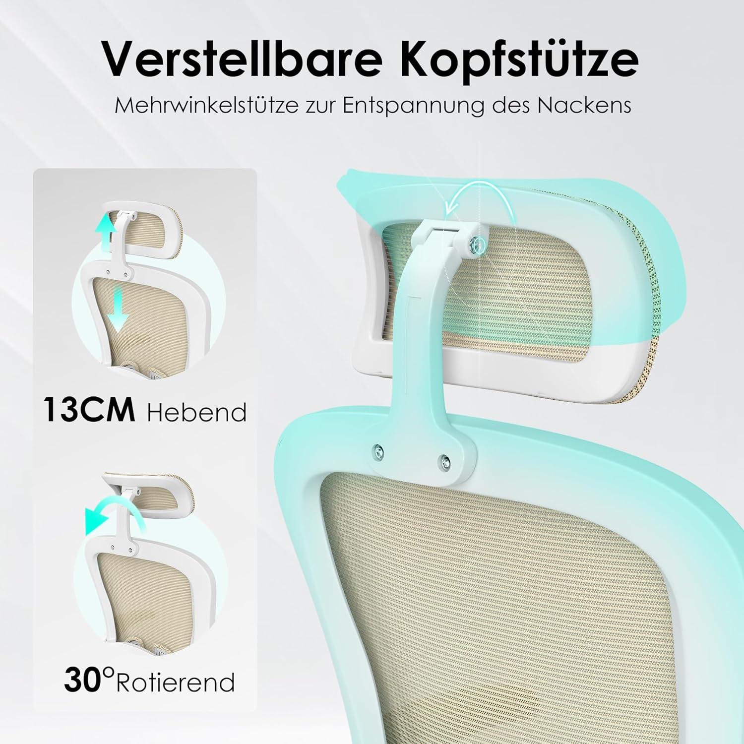 Thumbnail 5 de Farini Höhenverstellbarer Schreibtischstuhl mit Armlehnen – Ergonomischer Office Chair Khaki