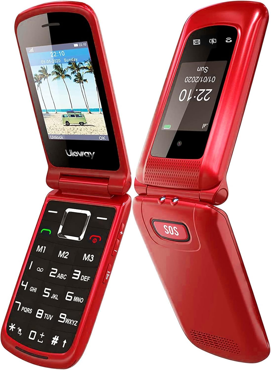 Thumbnail 1 de uleway Seniorenhandy Klapphandy ohne Vertrag mit SOS-Notruffunktion, 2,4-Zoll Dual Display & Ladestation (blau)