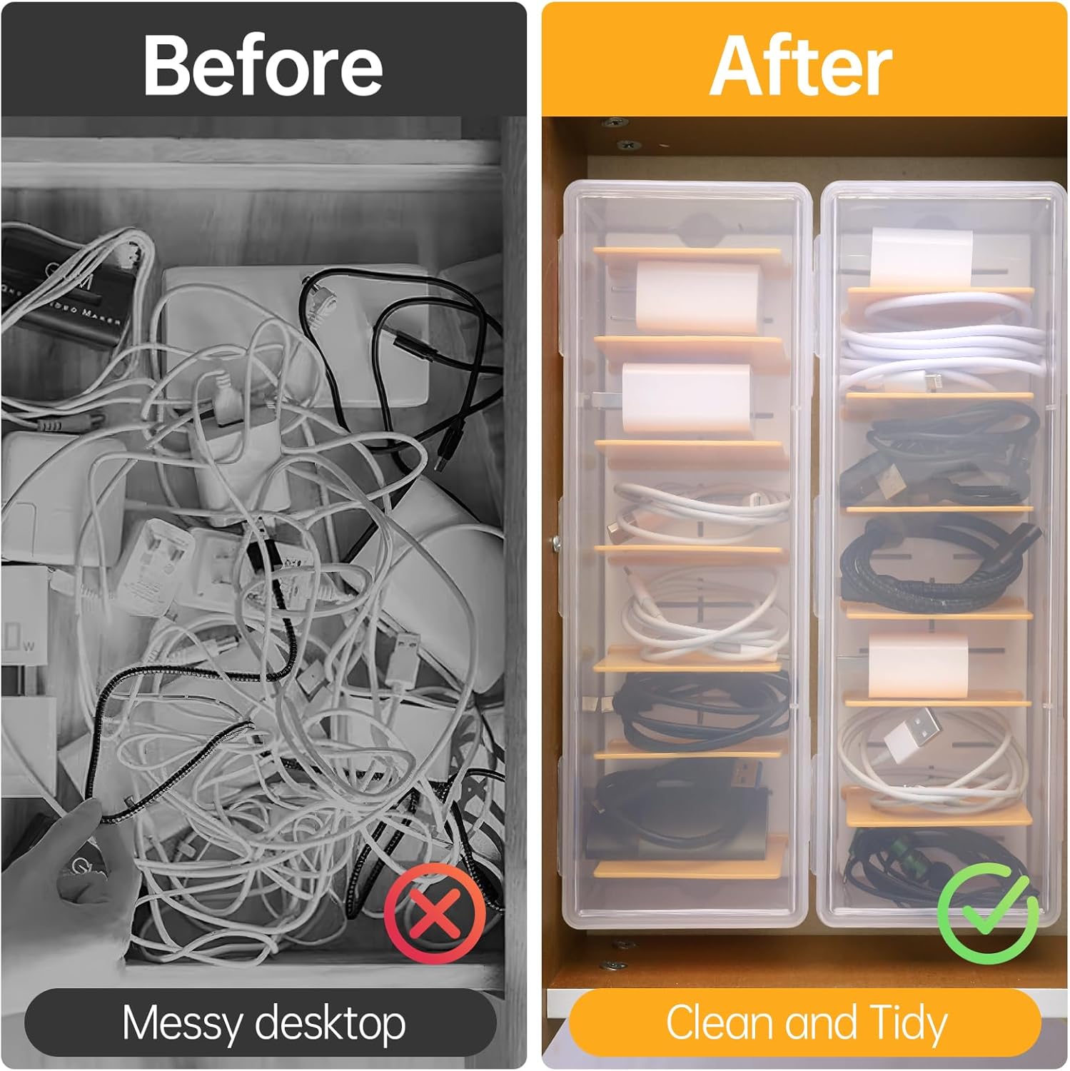 Detalle de PAVSTINE Cable Management Box with Lid 7 Compartment