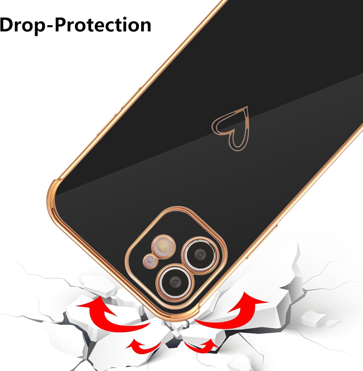 Detalle 2 de ZTOFERA Designed for iPhone 12 6.1-inch Case with Love-Heart Plating Edge